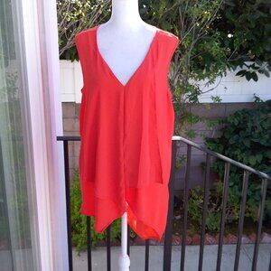 C. Oliver Women's Top Size Large Sleeveless High-Low Orange Summer Colorful